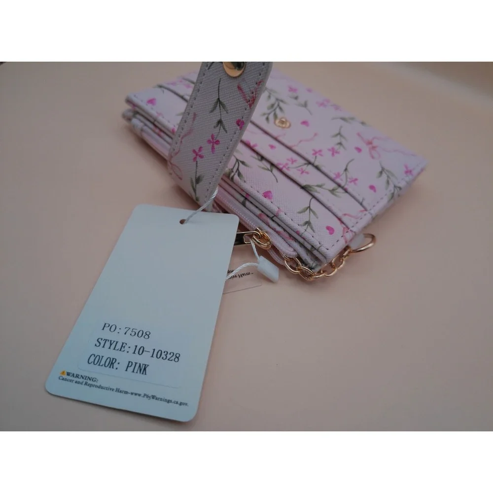 Blush Crush Pink‎ Floral Bow Vegan Leather Wallet NEW